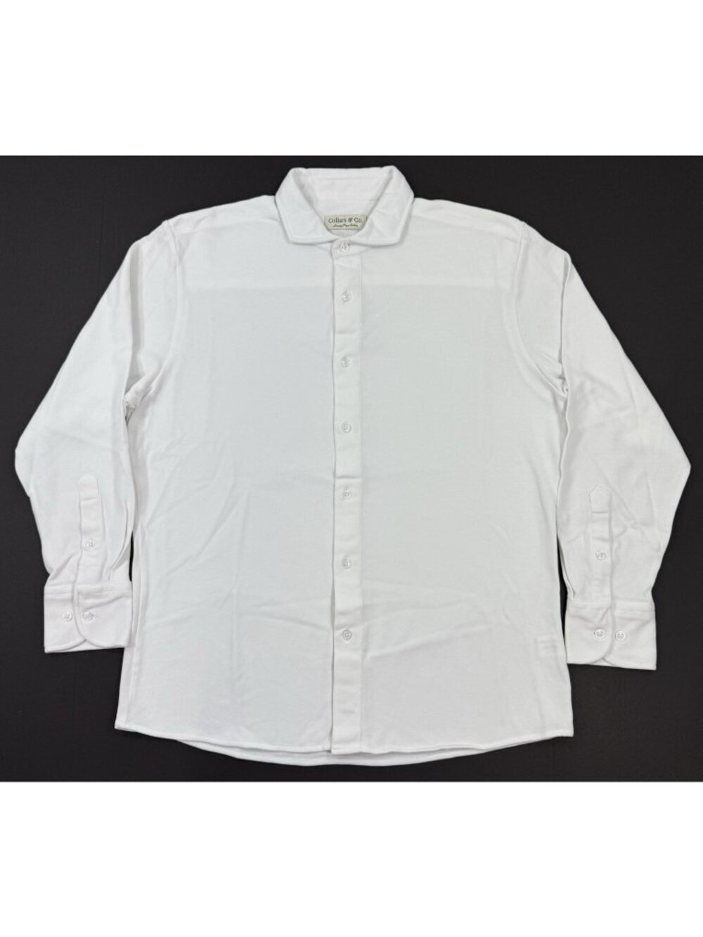 Collars Co Mens Shirt Luxury Pique Long Sleeve Button Up Size Large White Preppy